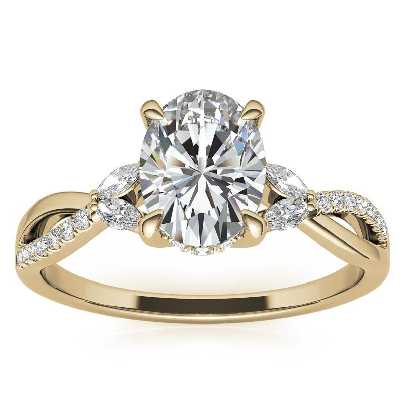 Split Shank Marquise and Oval Moissanite Engagement Ring