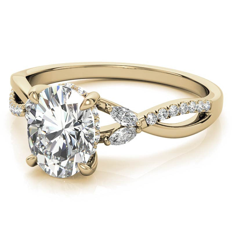 Split Shank Marquise and Oval Moissanite Engagement Ring
