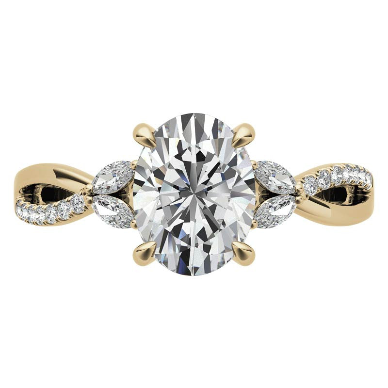Split Shank Marquise and Oval Moissanite Engagement Ring