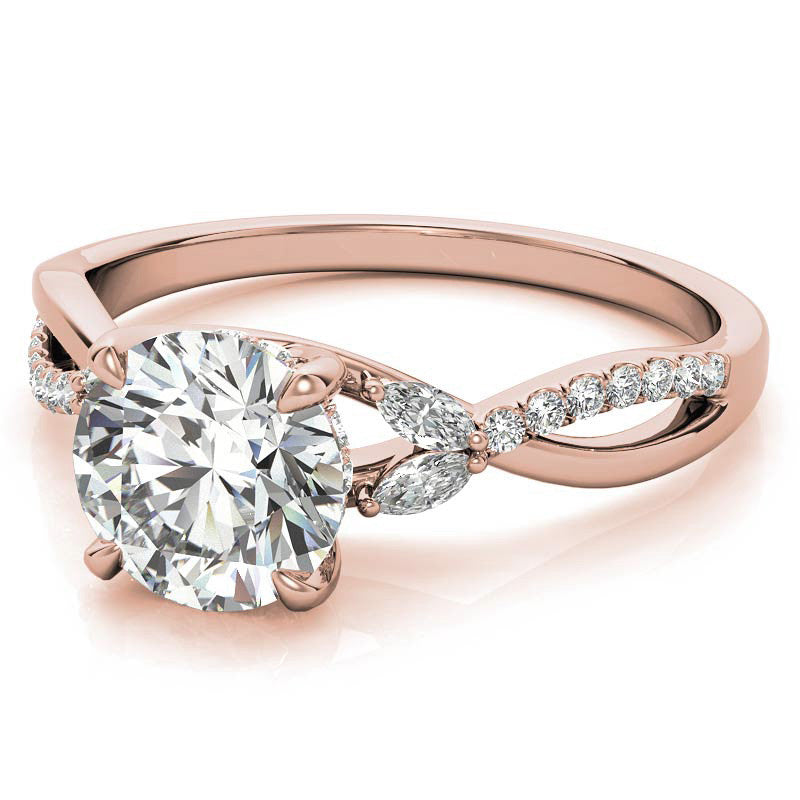 Split Shank Marquise and Round Brilliant Moissanite Engagement Ring
