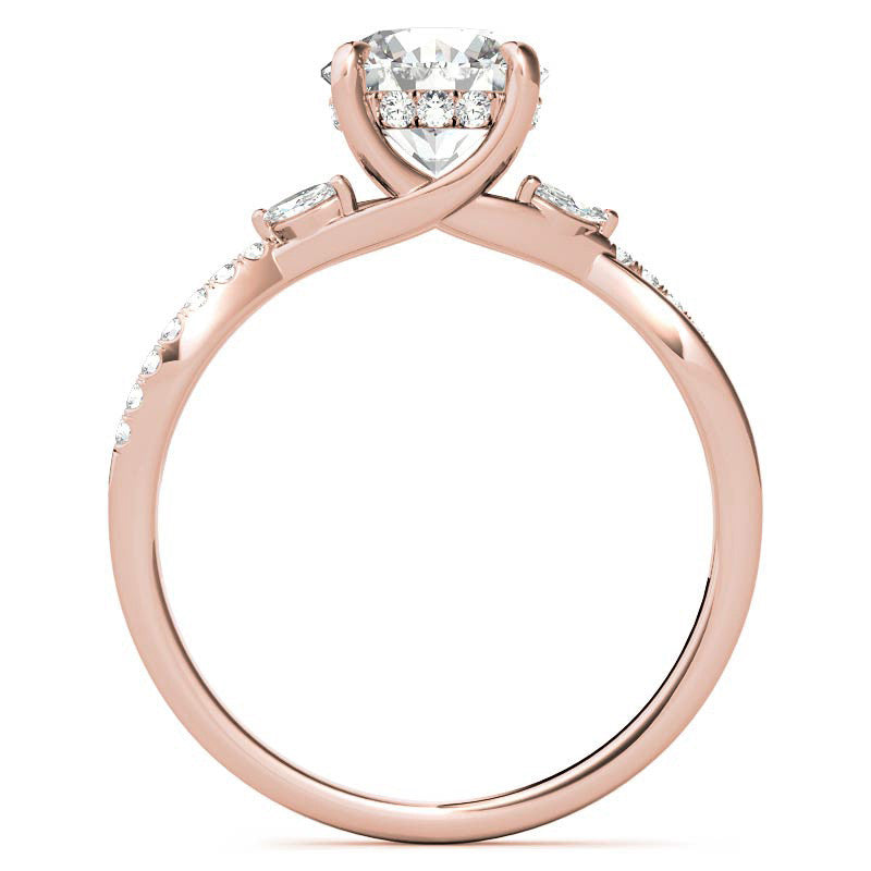 Split Shank Marquise and Round Brilliant Moissanite Engagement Ring