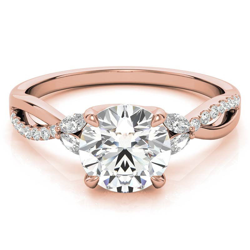 Split Shank Marquise and Round Brilliant Moissanite Engagement Ring