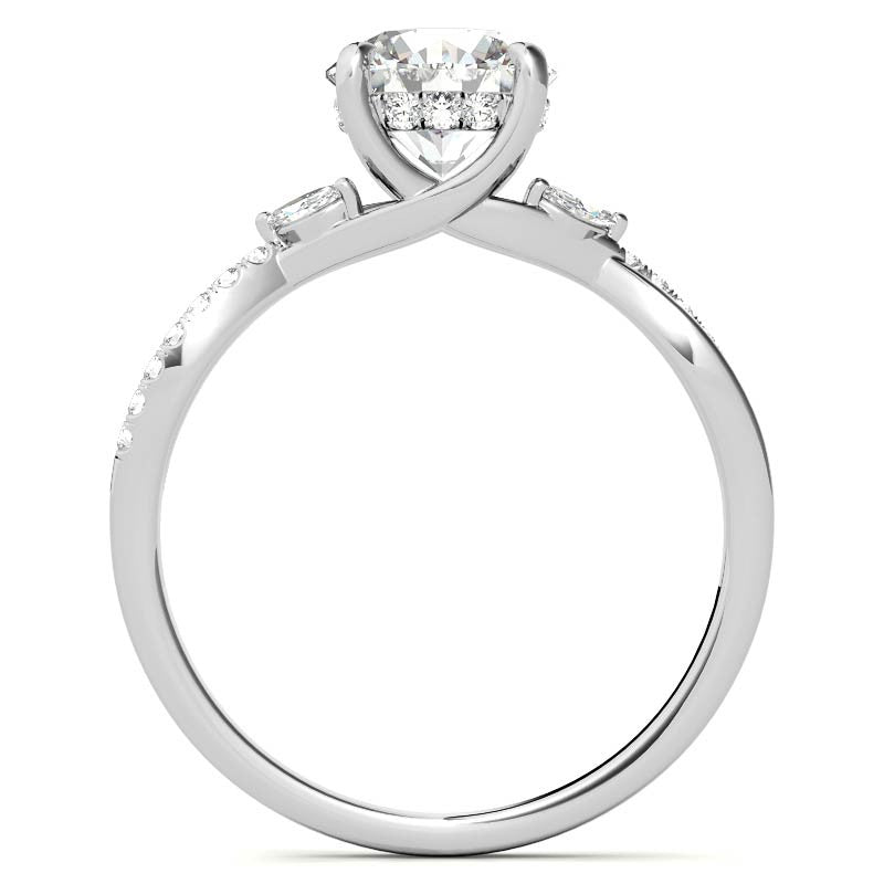 Split Shank Marquise and Round Brilliant Moissanite Engagement Ring