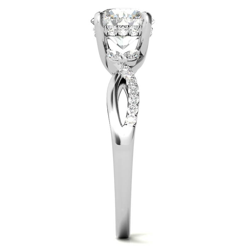 Split Shank Marquise and Round Brilliant Moissanite Engagement Ring
