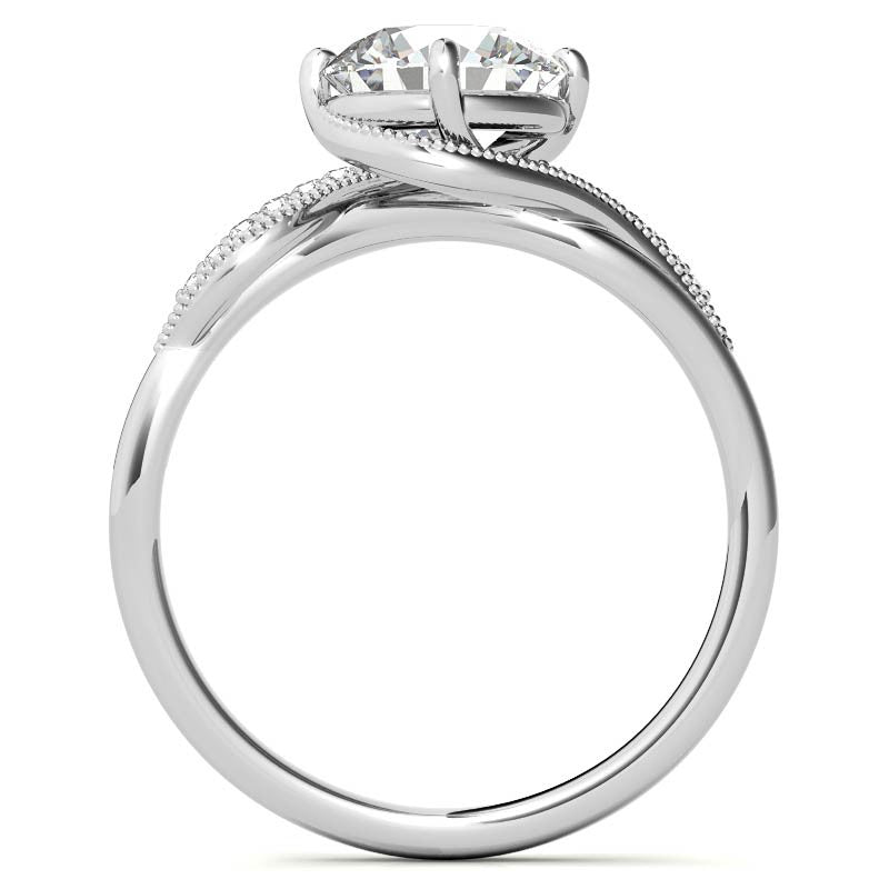 Bypass Milgrain Round Brilliant Moissanite Engagement Ring