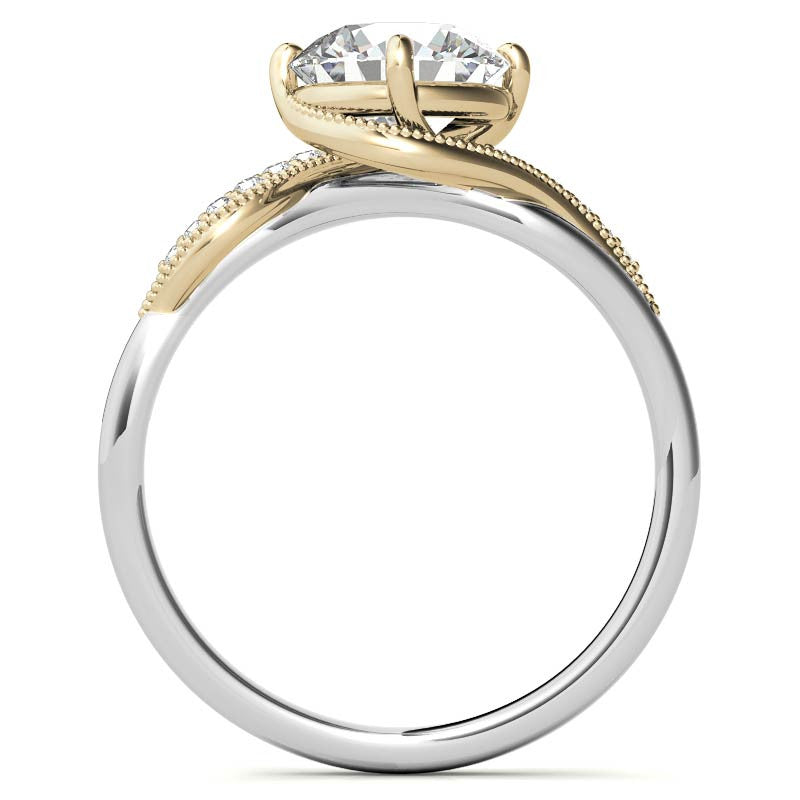 Bypass Milgrain Round Brilliant Moissanite Engagement Ring