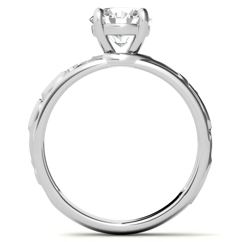 Filigree Scroll Round Brilliant Moissanite Engagement Ring