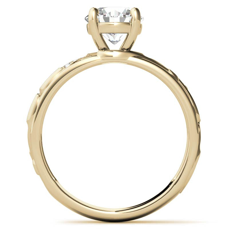 Filigree Scroll Round Brilliant Moissanite Engagement Ring
