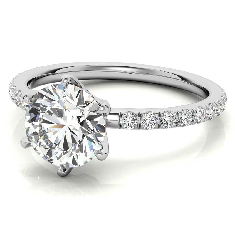 Petite Round Brilliant Moissanite Engagement Ring