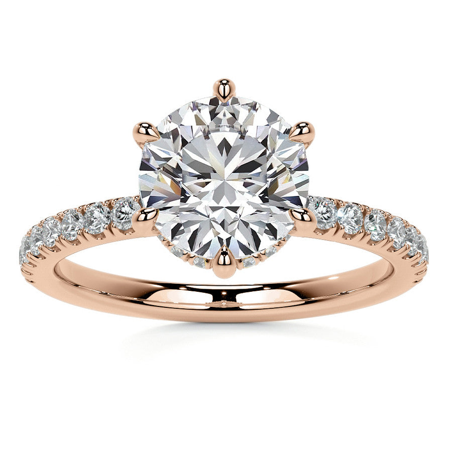 6-Prong Hidden Halo Round Brilliant Moissanite Ring