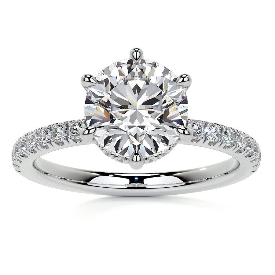 6-Prong Hidden Halo Round Brilliant Moissanite Ring