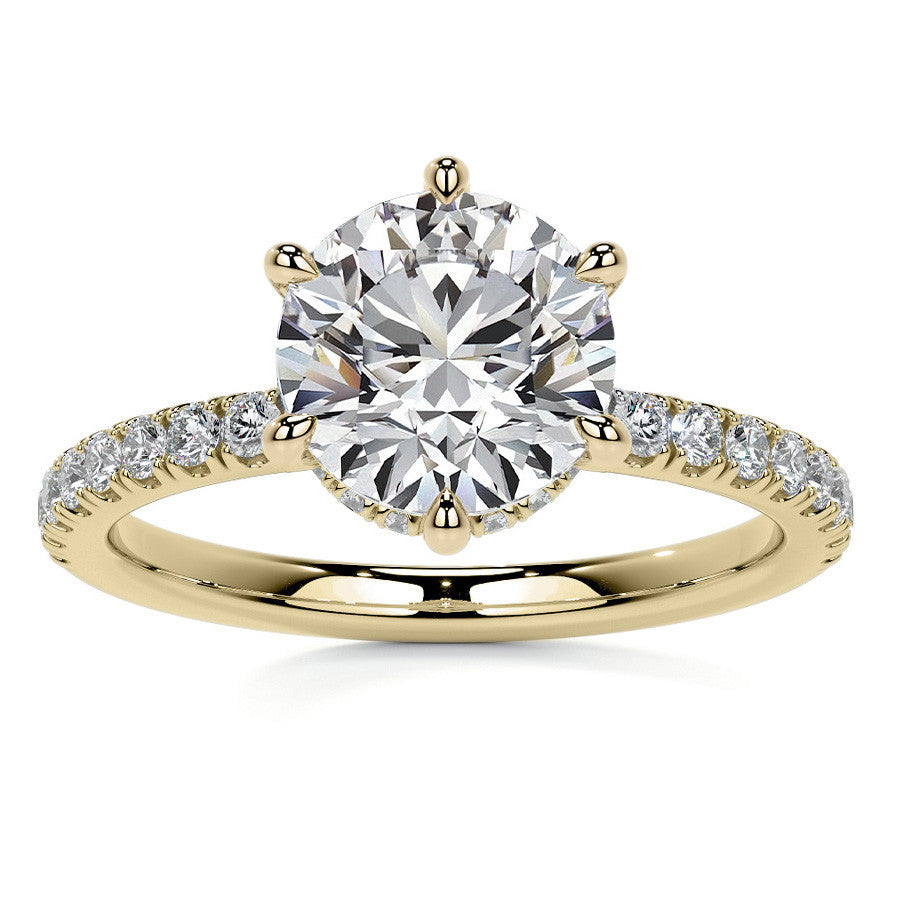 6-Prong Hidden Halo Round Brilliant Moissanite Ring