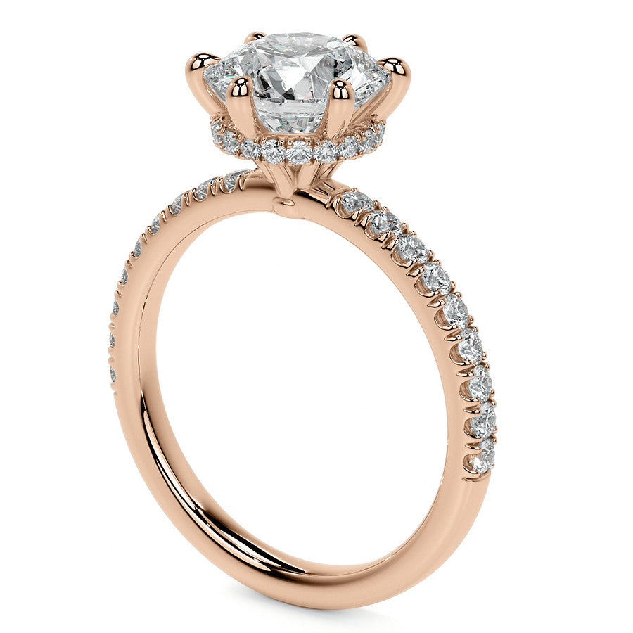 6-Prong Hidden Halo Round Brilliant Moissanite Ring