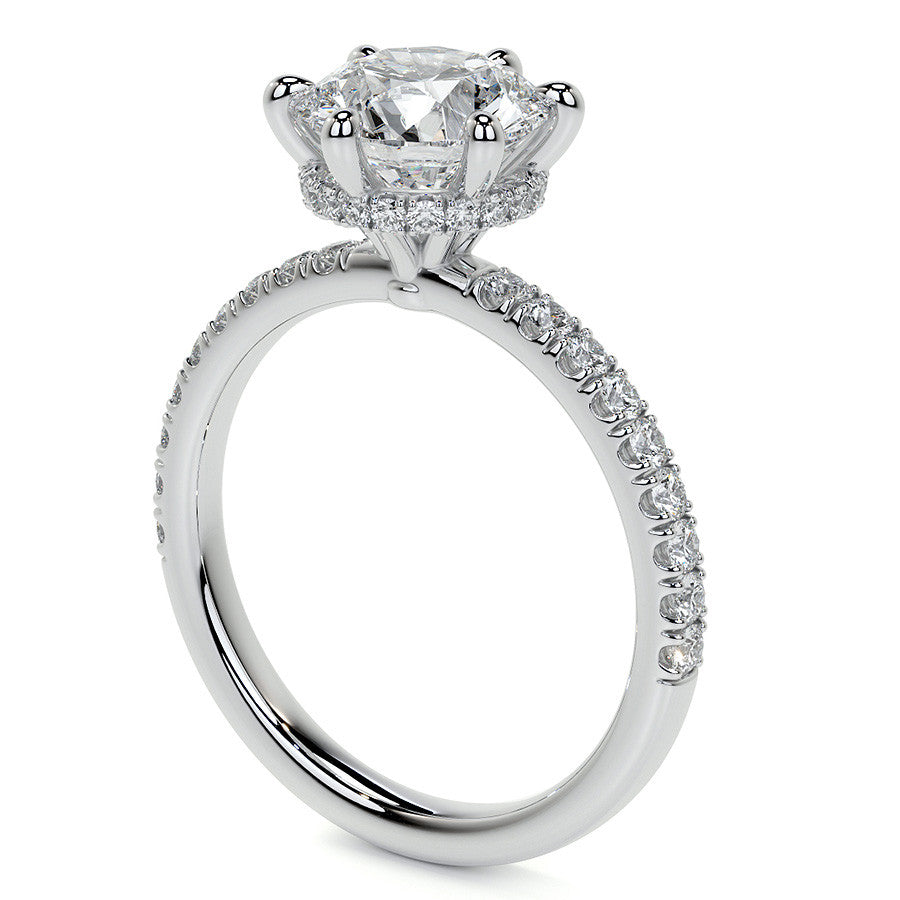 6-Prong Hidden Halo Round Brilliant Moissanite Ring