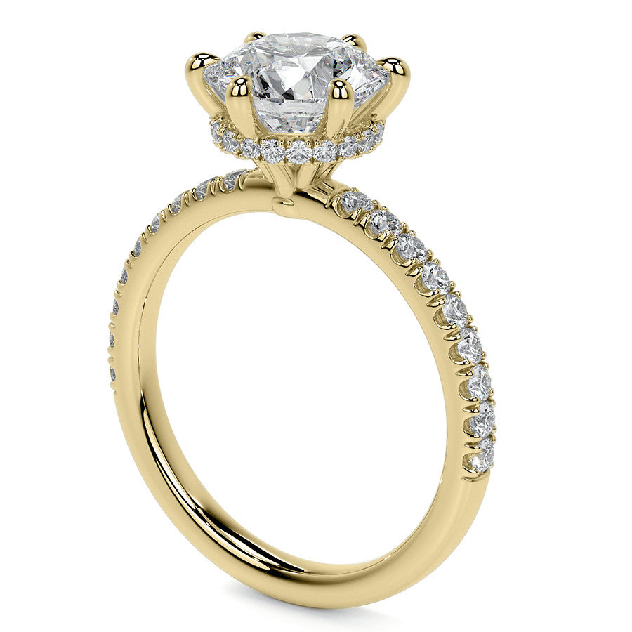 6-Prong Hidden Halo Round Brilliant Moissanite Ring