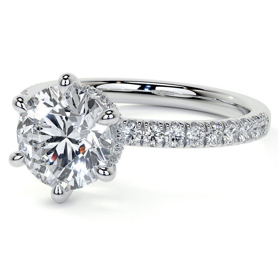 6-Prong Hidden Halo Round Brilliant Moissanite Ring