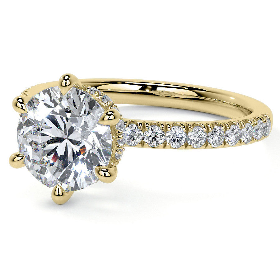 6-Prong Hidden Halo Round Brilliant Moissanite Ring