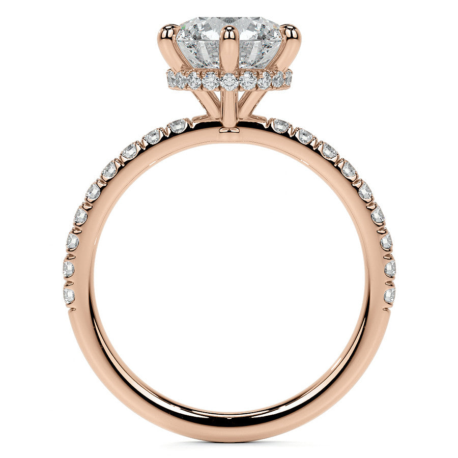 6-Prong Hidden Halo Round Brilliant Moissanite Ring