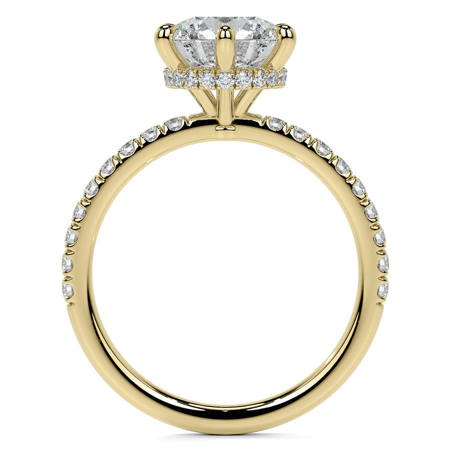 6-Prong Hidden Halo Round Brilliant Moissanite Ring