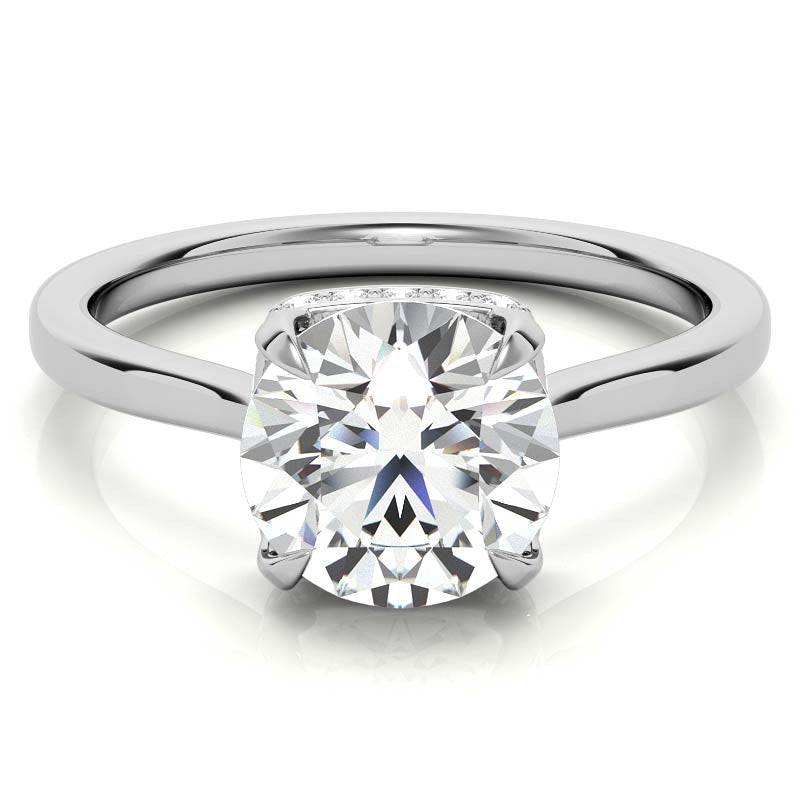 Round 4-Prong Hidden Halo H&A Moissanite Engagement Ring