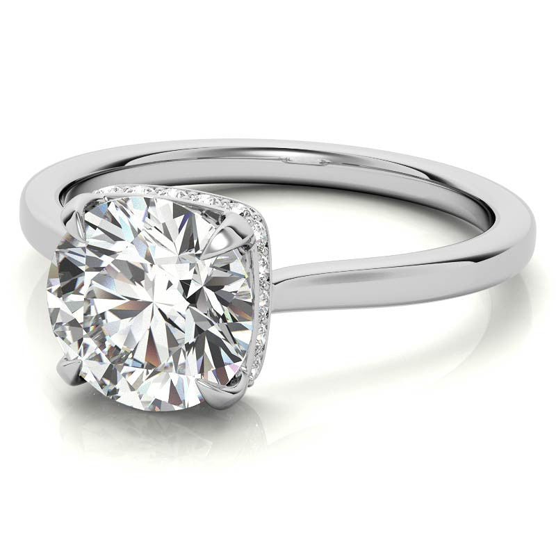 Round 4-Prong Hidden Halo H&A Moissanite Engagement Ring
