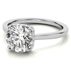 Round 4-Prong Hidden Halo H&A Moissanite Engagement Ring