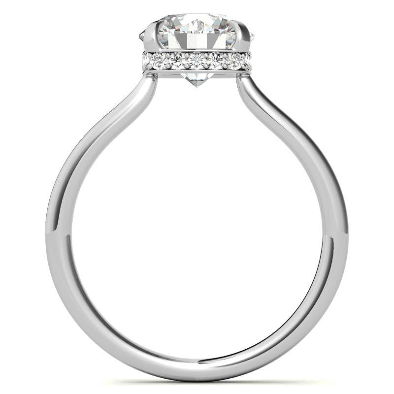 Round 4-Prong Hidden Halo H&A Moissanite Engagement Ring