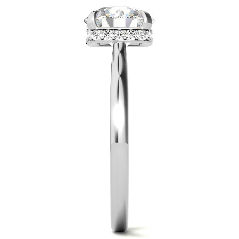 Round 4-Prong Hidden Halo H&A Moissanite Engagement Ring
