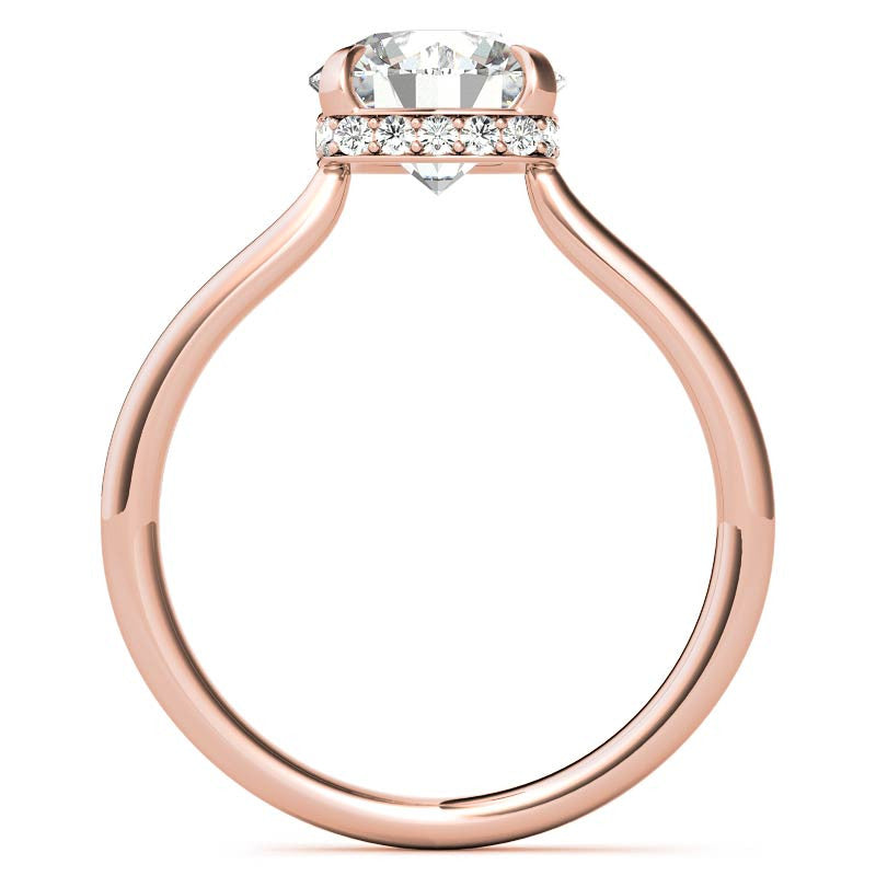 Round 4-Prong Hidden Halo H&A Moissanite Engagement Ring