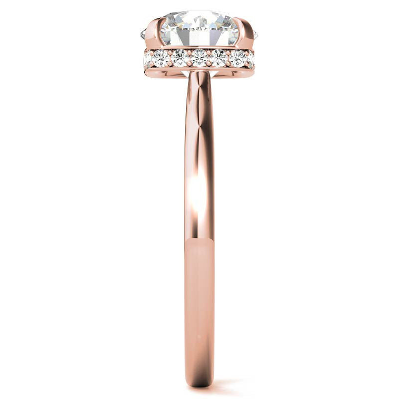 Round 4-Prong Hidden Halo H&A Moissanite Engagement Ring