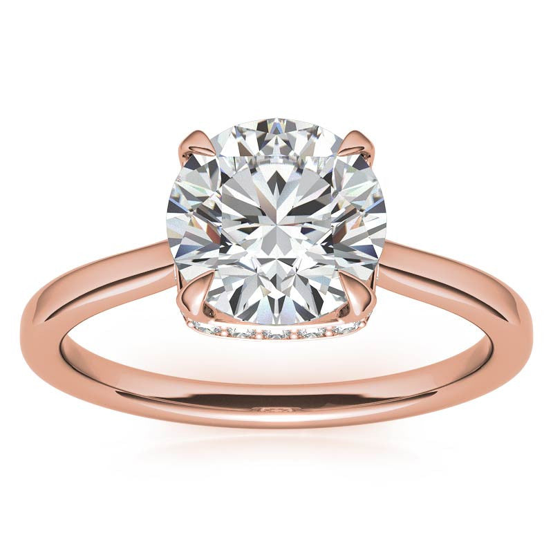 Round 4-Prong Hidden Halo H&A Moissanite Engagement Ring