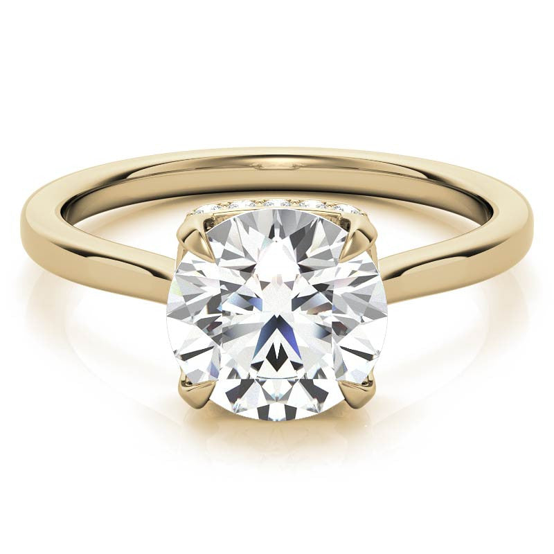 Round 4-Prong Hidden Halo H&A Moissanite Engagement Ring