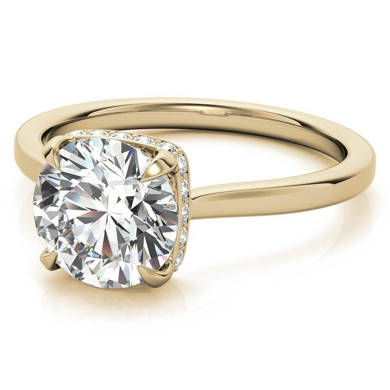 Round 4-Prong Hidden Halo H&A Moissanite Engagement Ring