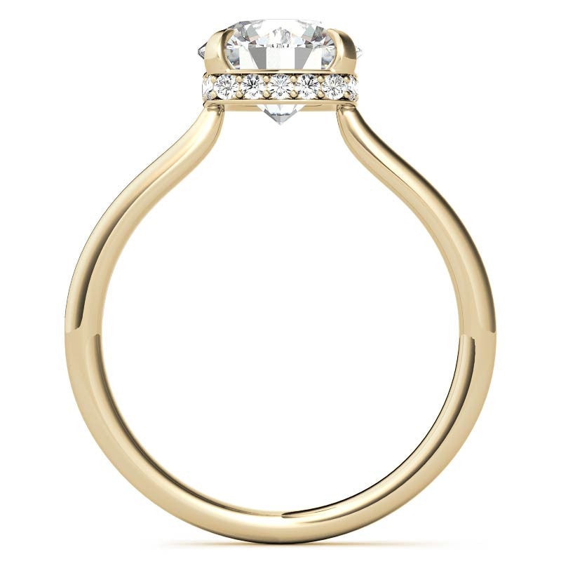 Round 4-Prong Hidden Halo H&A Moissanite Engagement Ring