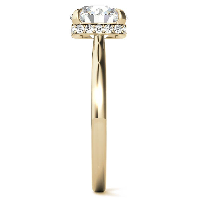 Round 4-Prong Hidden Halo H&A Moissanite Engagement Ring