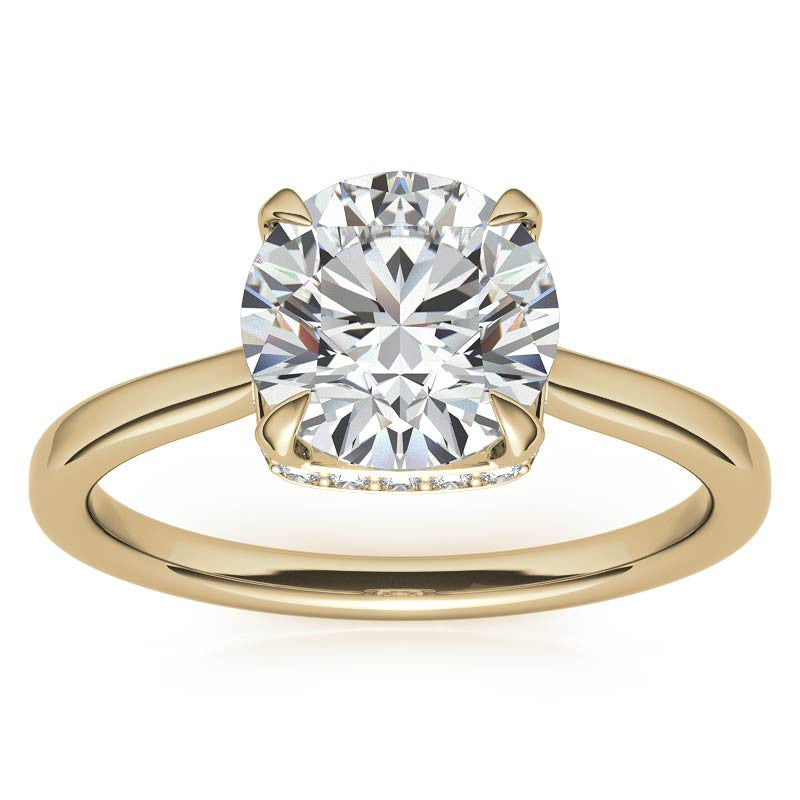 Round 4-Prong Hidden Halo H&A Moissanite Engagement Ring
