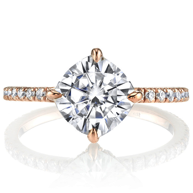 Kite-Set Petite Cushion Moissanite Engagement Ring