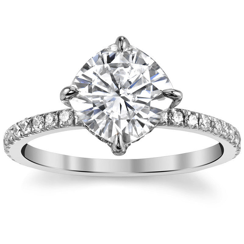Kite-Set Petite Cushion Moissanite Engagement Ring