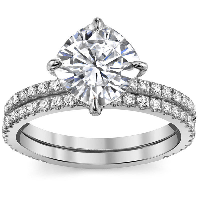 Kite-Set Petite Cushion Moissanite Engagement Ring