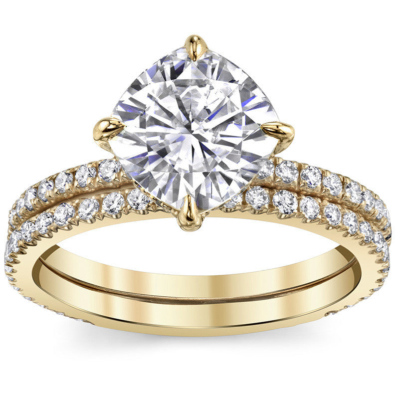 Kite-Set Petite Cushion Moissanite Engagement Ring