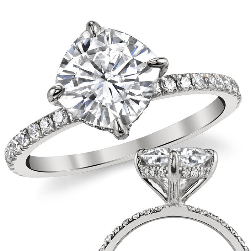 Kite-Set Petite Cushion Moissanite Engagement Ring