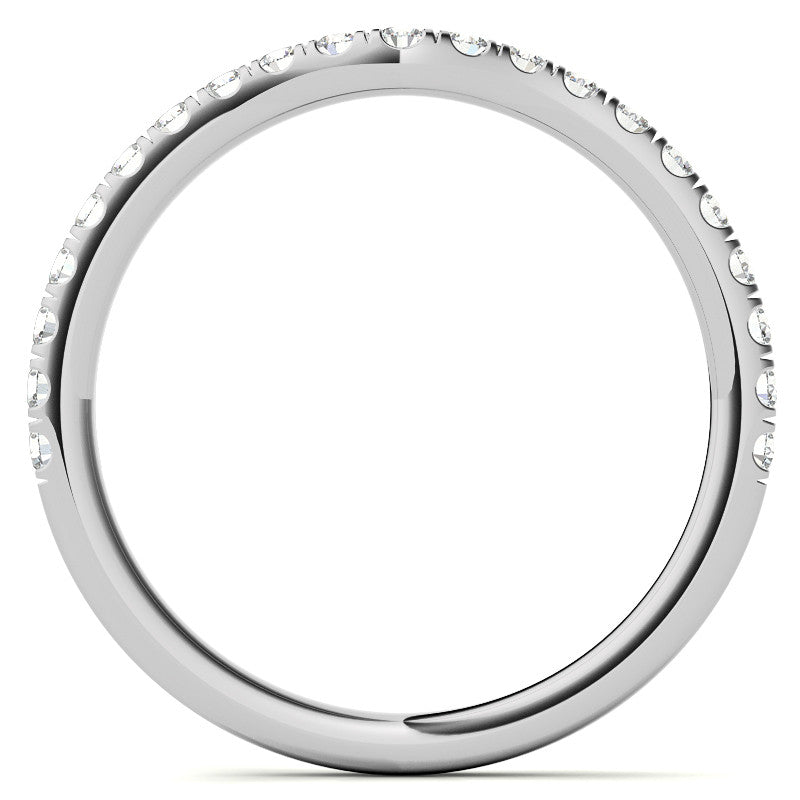 Round Trellis Style Moissanite Engagement Ring with Claw Prongs