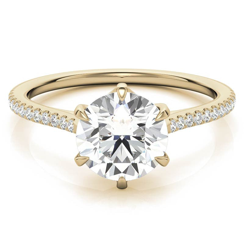 Petite Trellis 6-Prong Round Brilliant Moissanite Engagement Ring