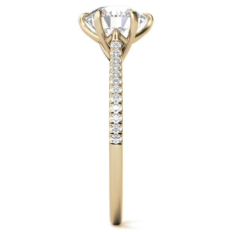 Petite Trellis 6-Prong Round Brilliant Moissanite Engagement Ring
