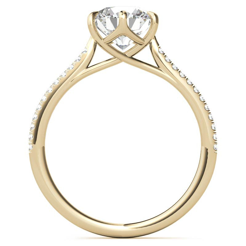Petite Trellis 6-Prong Round Brilliant Moissanite Engagement Ring