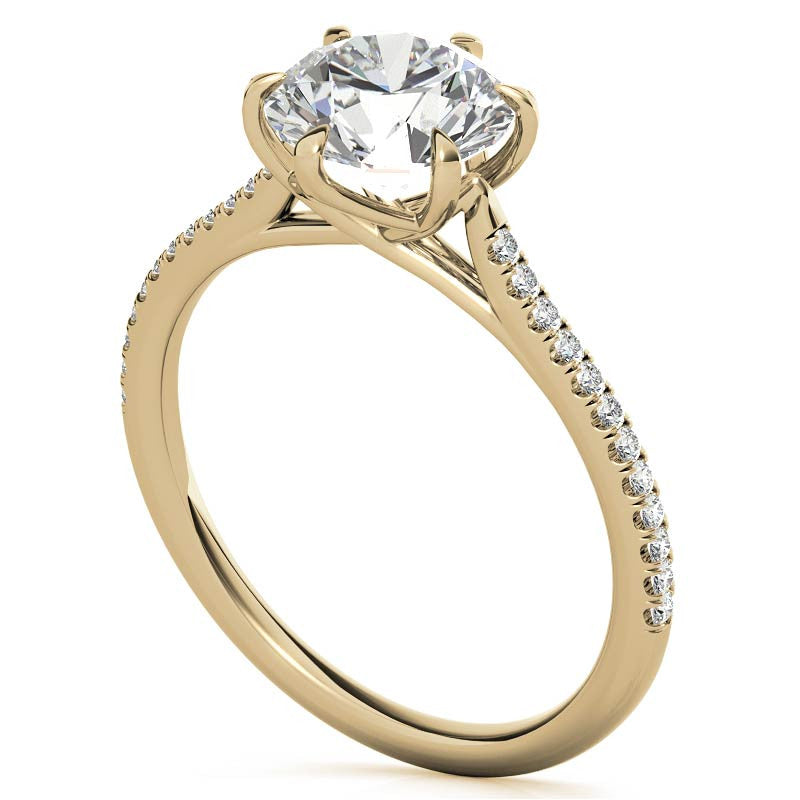 Petite Trellis 6-Prong Round Brilliant Moissanite Engagement Ring