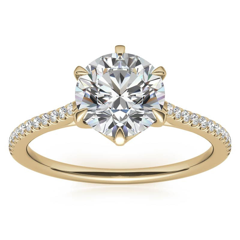 Petite Trellis 6-Prong Round Brilliant Moissanite Engagement Ring