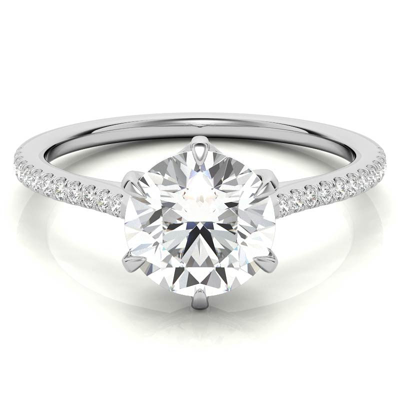 Petite Trellis 6-Prong Round Brilliant Moissanite Engagement Ring