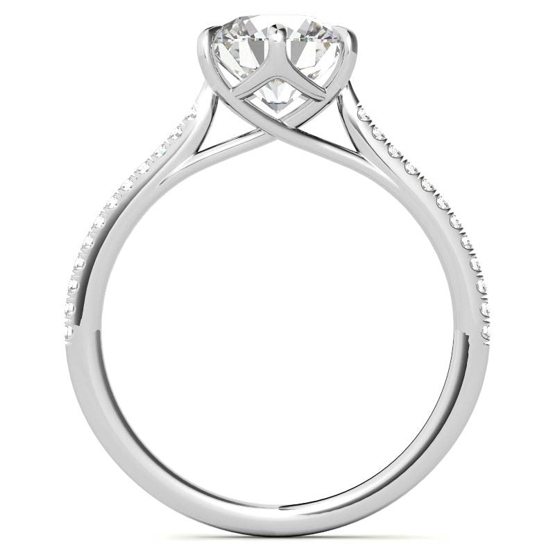 Petite Trellis 6-Prong Round Brilliant Moissanite Engagement Ring