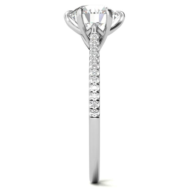 Petite Trellis 6-Prong Round Brilliant Moissanite Engagement Ring